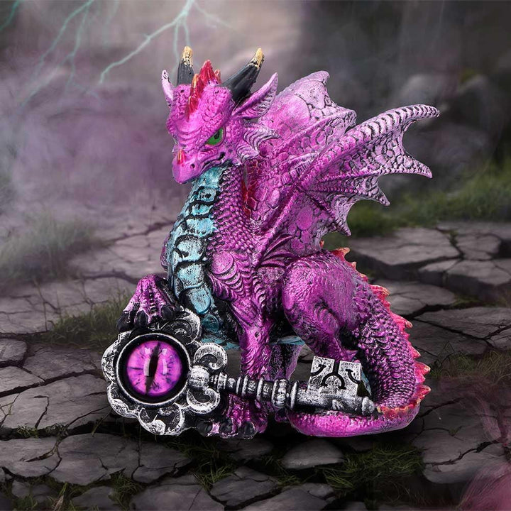 Keeper of the Key Purple a Mystical Dragon Guardian Figurine 9.5cm
