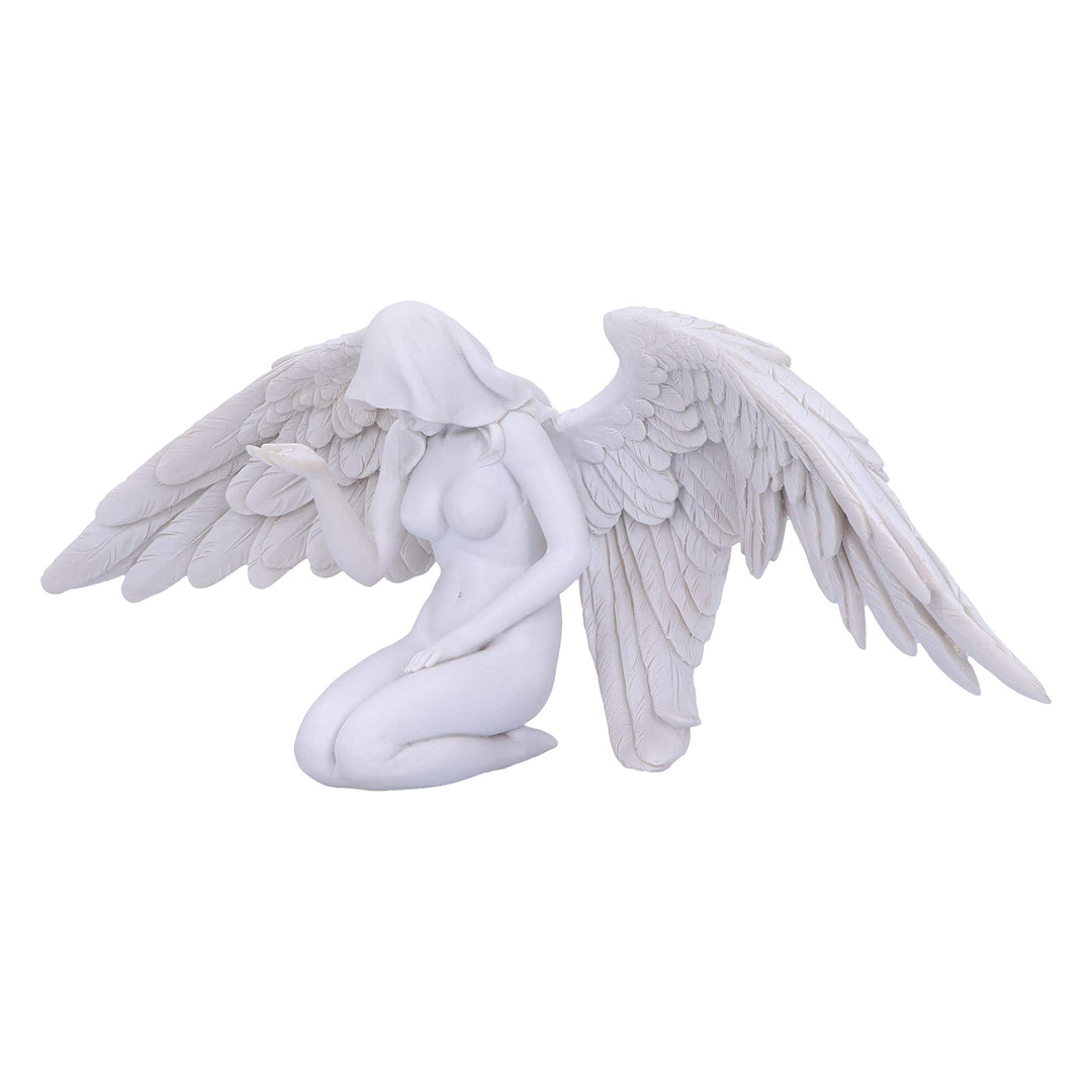 White Angels Offering Kneeling Caped Angel Figurine 38cm
