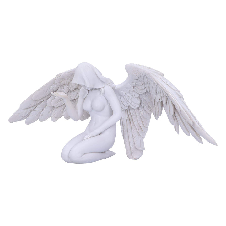 White Angels Offering Kneeling Caped Angel Figurine 38cm
