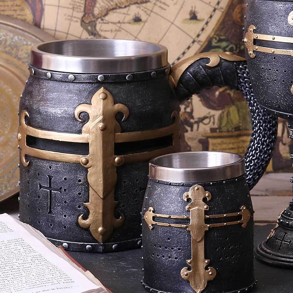 Crusader Medieval Knight Chainmail Tankard Historical Helmet Mug 17cm