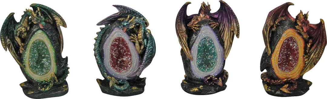 Geode Keepers set of 4 lightup dragon crystal figurines 12cm