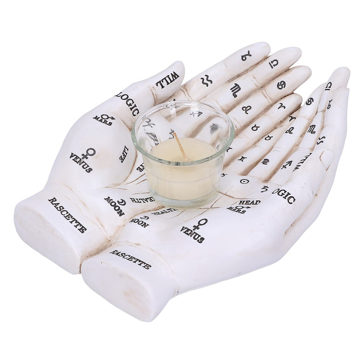 Palmists Guide White Chiromancy Hands Candle Holder 22.3cm
