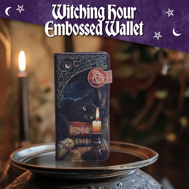 Lisa Parker Witching Hour Cat Witch Purse Black Embossed 18.5cm