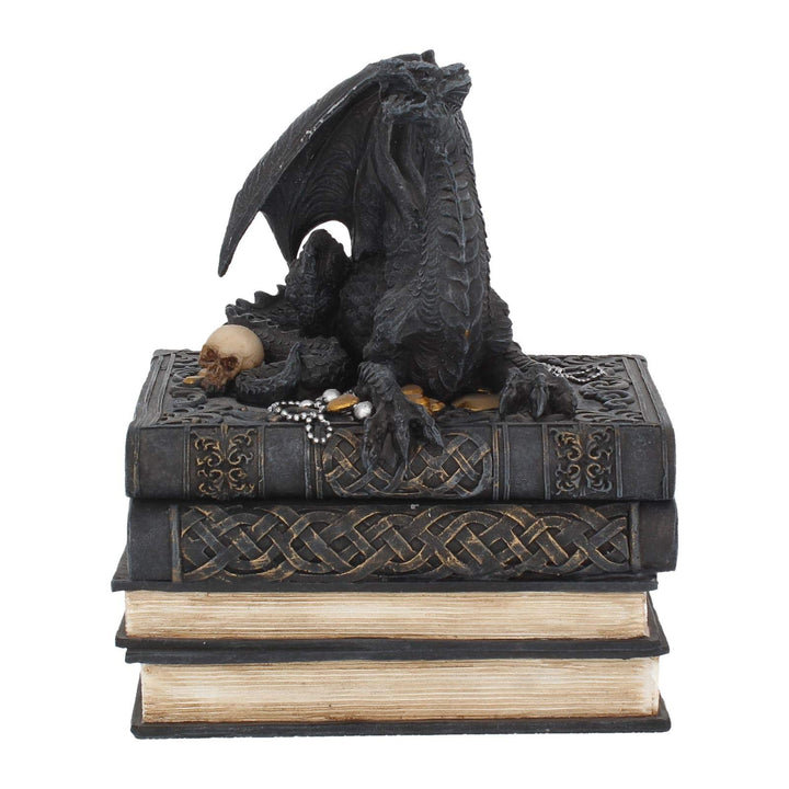 Secrets of the Dragon Box Gothic Skull Books Trinket 19cm