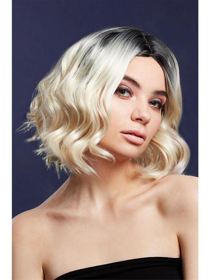 Kourtney Wig Two Toned Blonde Curls Long Bob Centre Parting 30cm