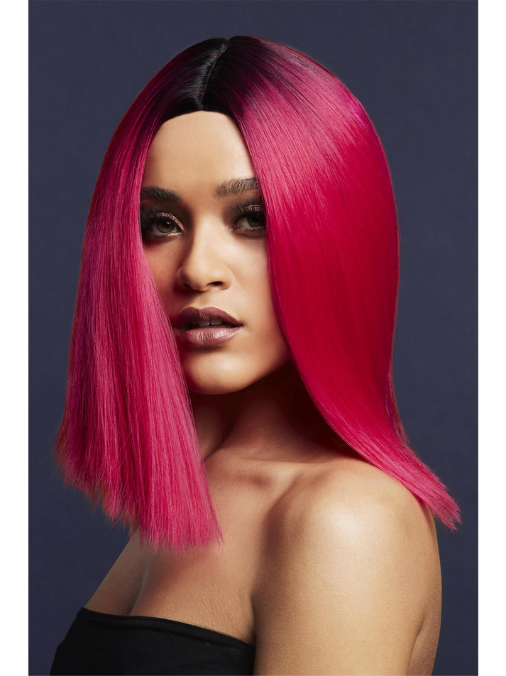 Fever Kylie Wig Two Toned Blend Magenta Long Straight Bob Centre Parting 37cm