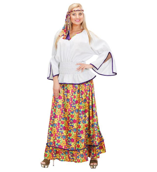 Hippie Woman Velvet Shirt, Skirt, Headband