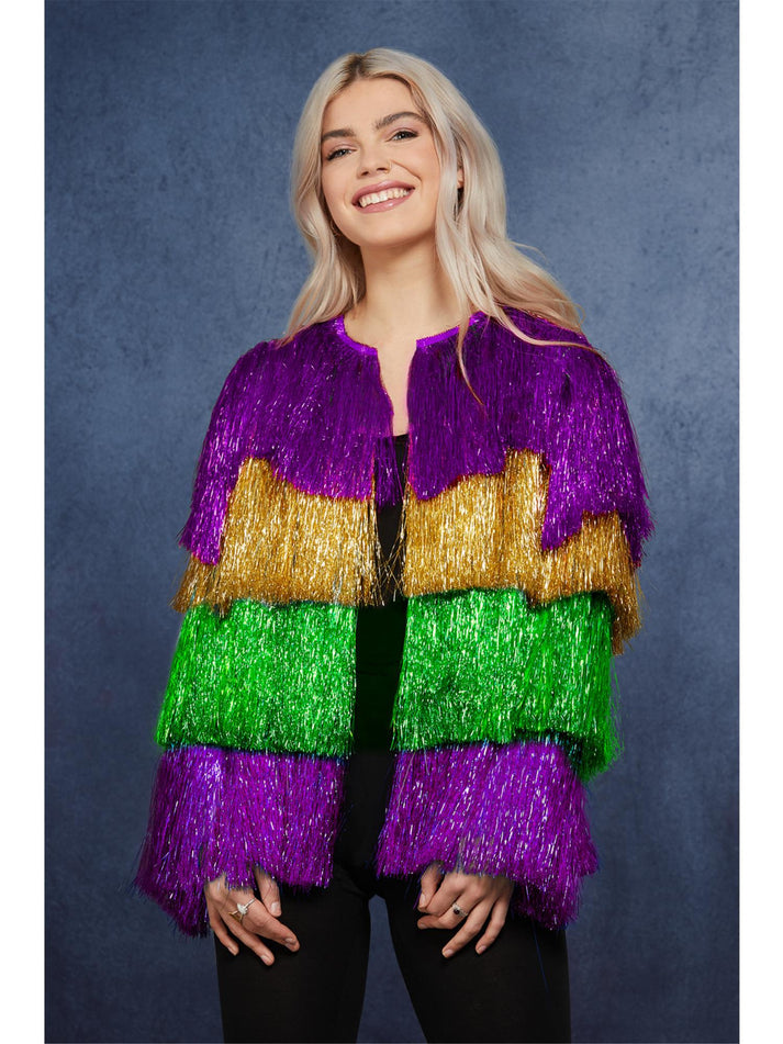 Fever Tinsel Mardi Gras Jacket Multi Coloured Festival Costume Accessory