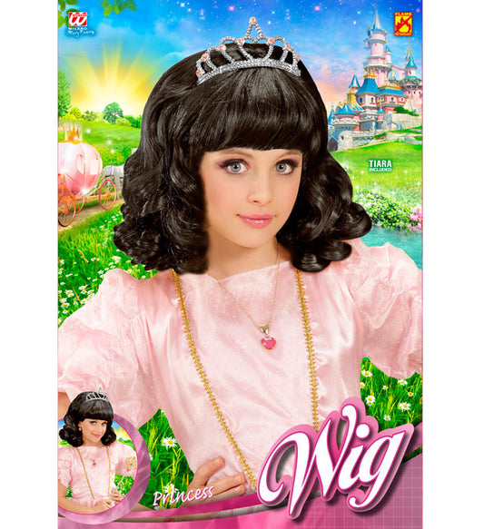 Black Princess Wig With Tiara In Box
