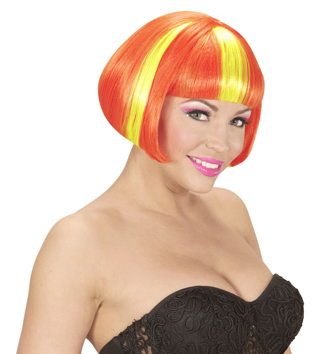 Neon Yellow Streaked Orange Valentina Wig In Box