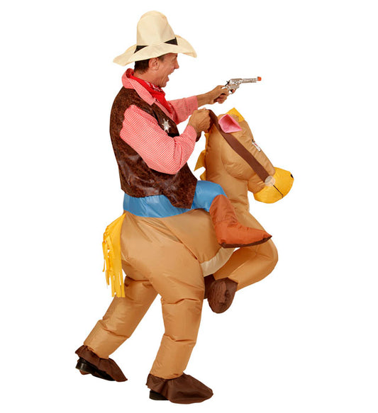 Cowboy On Horse Airblown Inflatable Costume, Hat