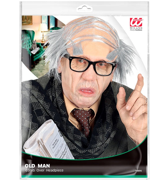 Old Man Comb Over Headpiece With Eyebrows