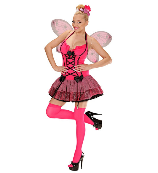 Pink Butterfly Dress With Straps, Wings, Flower & Bow Hair Comb