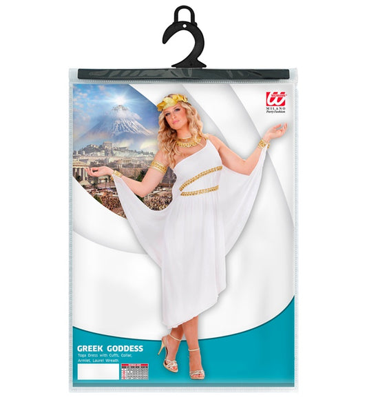 Greek Goddess Toga Dress With Cuffs, Collar, Armlet, Head Wreath