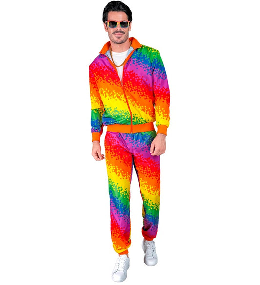 Pixel Rainbow Party Fashion Tracksuit Jacket, Pants