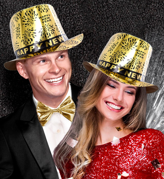 Gold Happy New Year Top Hat
