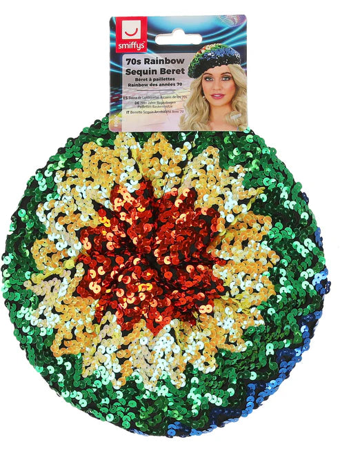 Sequin Beret Rainbow