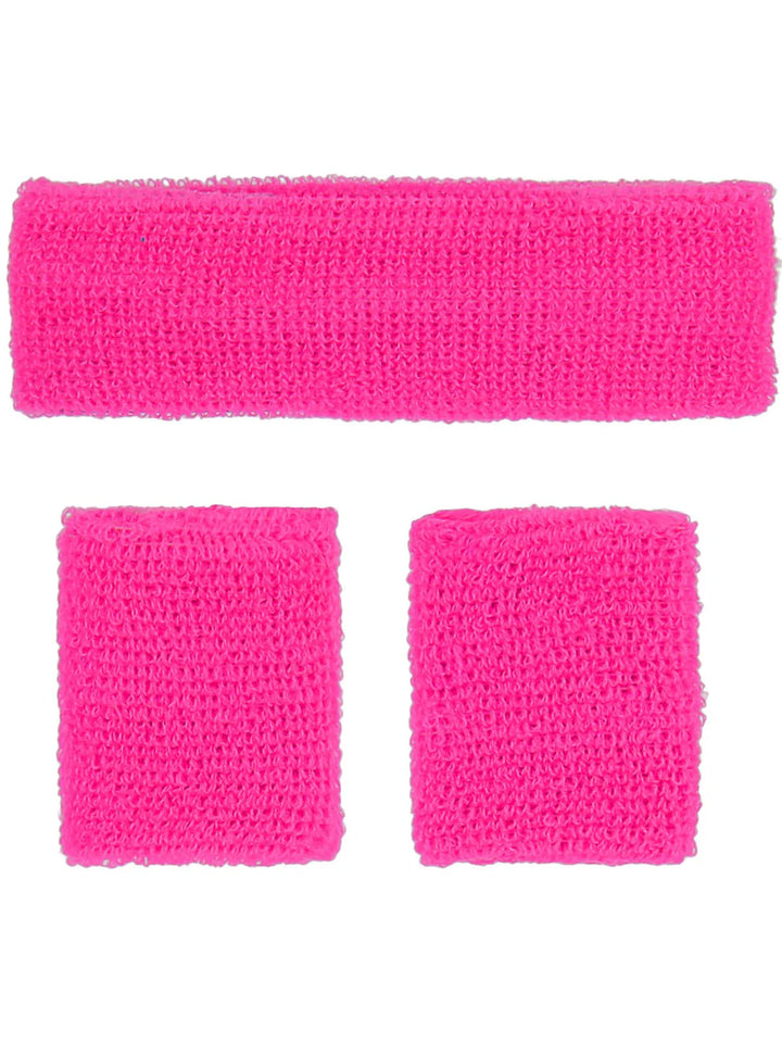 80s Neon Sweatbands Pink Head ban Wristbands