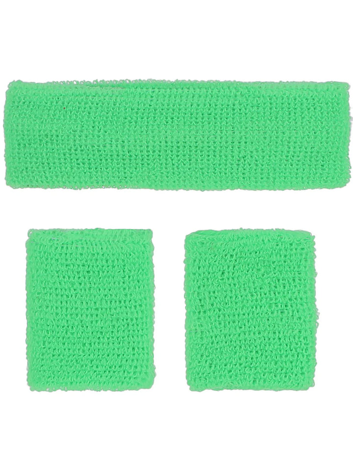80s Neon Sweatbands Green Headband Wristbands