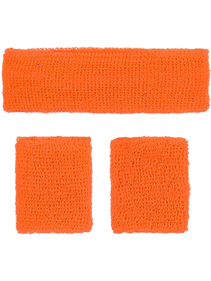 80s Neon Sweatbands Orange Headband Wristbands