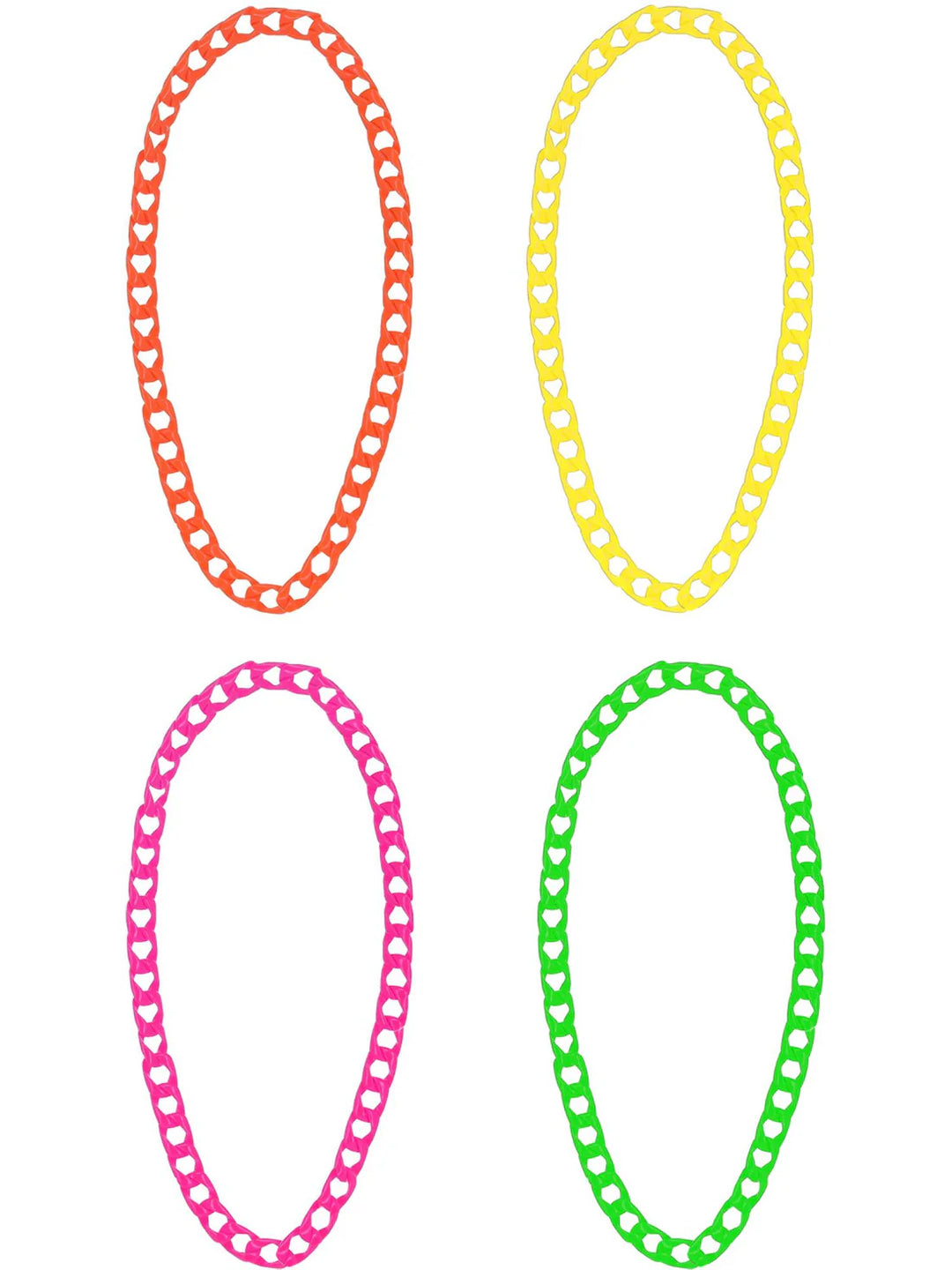80s Neon Chain Necklaces 4 Pack
