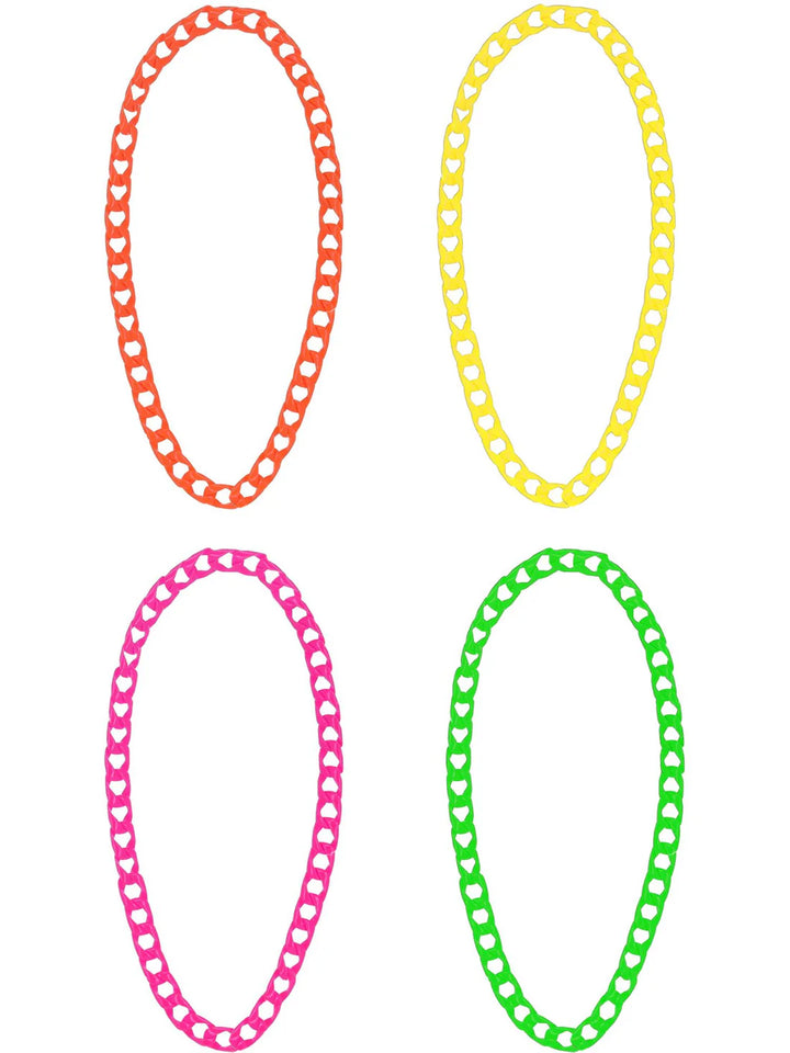 80s Neon Chain Necklaces 4 Pack