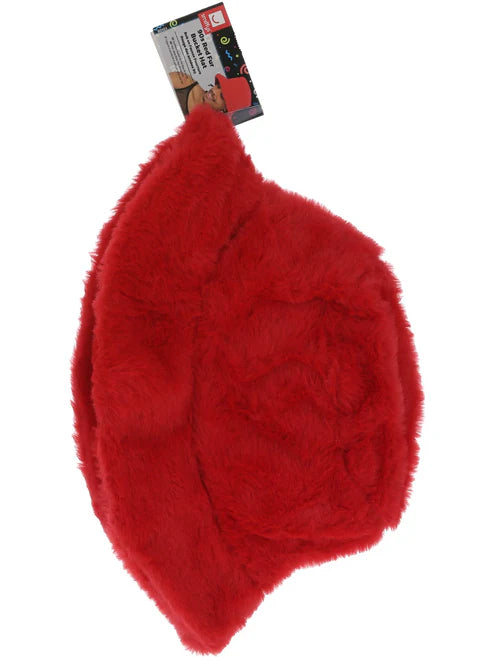 90s Red Fur Bucket Hat Hip Hop