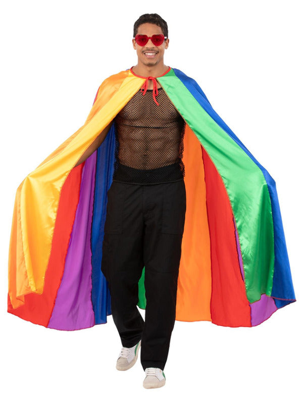 Rainbow Satin Cape 131cm Length Adult Pride Costume Flag