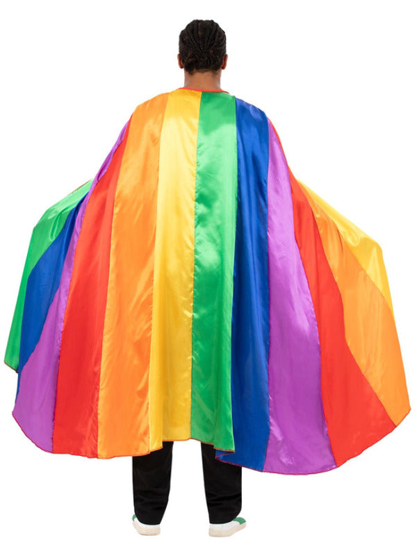Rainbow Satin Cape 131cm Length Adult Pride Costume Flag