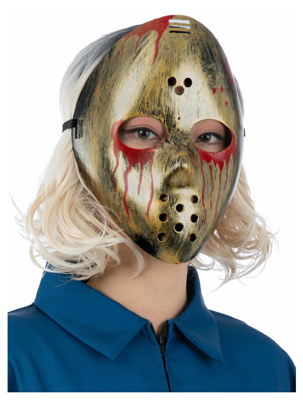 Bloody Metallic Hockey Mask on Elastic Strap