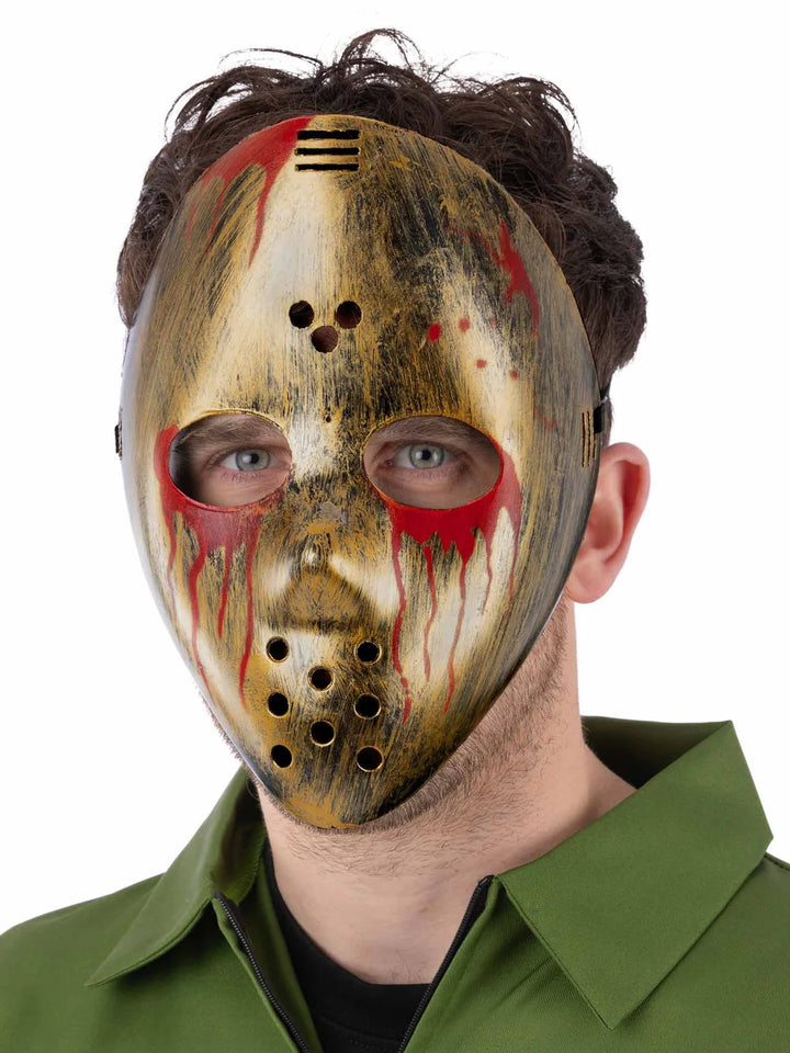 Bloody Metallic Hockey Mask on Elastic Strap