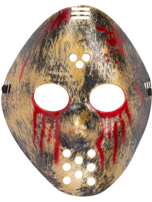 Bloody Metallic Hockey Mask on Elastic Strap