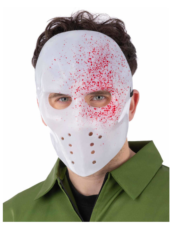 White Blood Splatter Hockey Mask on Elastic