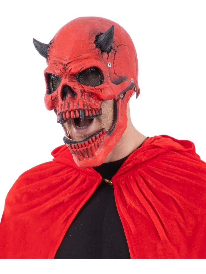 Red Devil Skull Latex Mask with Moving Mouth
