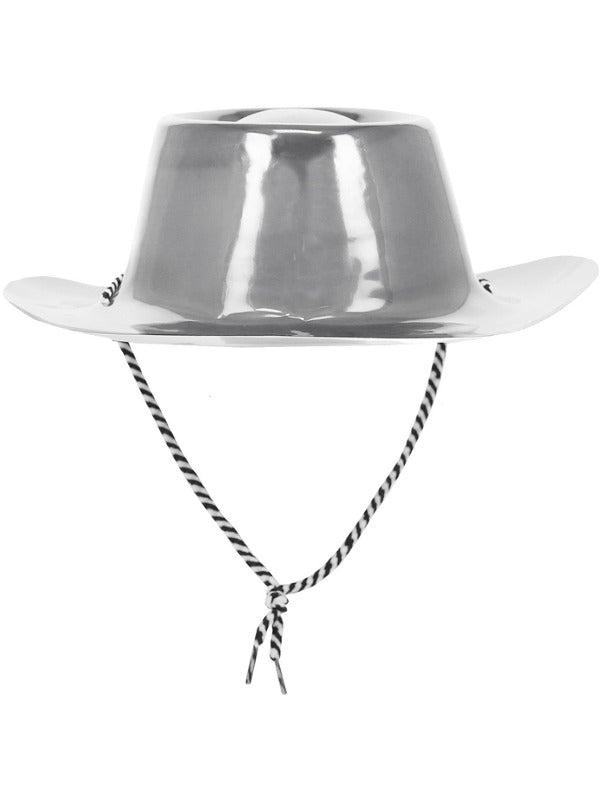 Silver Metallic Cowboy Hat Adult Cowgirl Costume Accessory