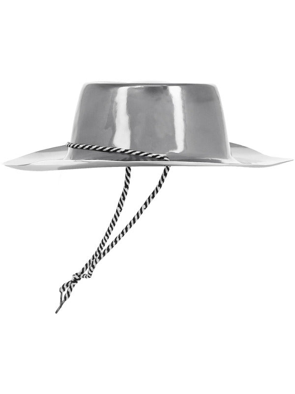 Silver Metallic Cowboy Hat Adult Cowgirl Costume Accessory