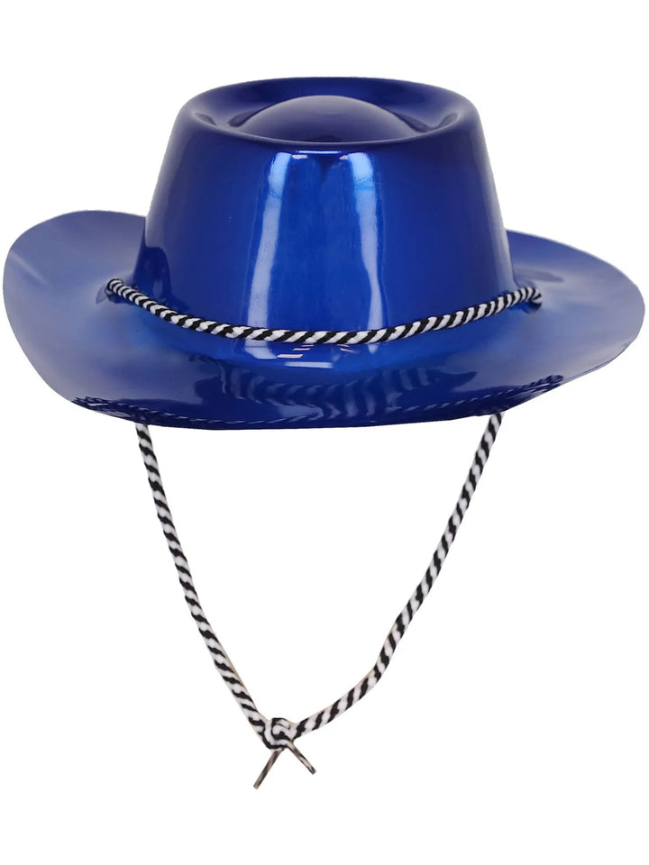 Blue Metallic Cowboy Hat Adult Cowgirl Costume Accessory