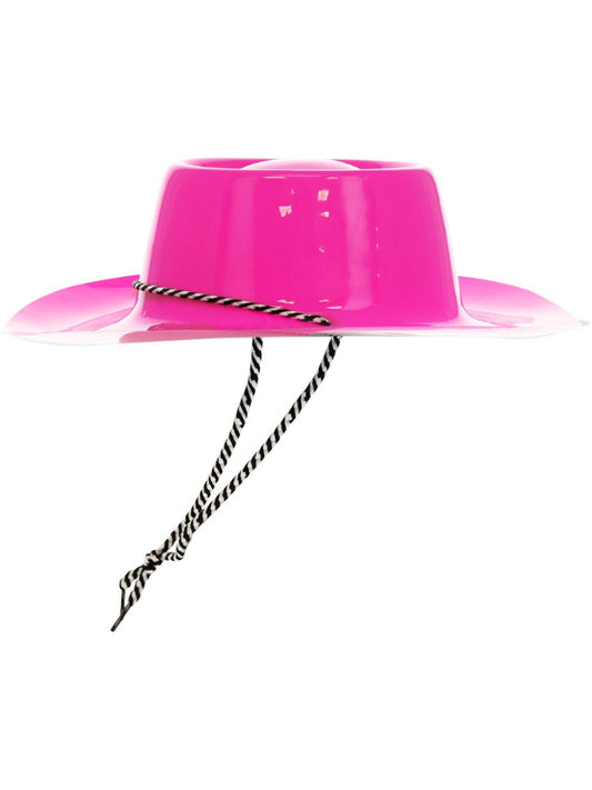 Neon Pink Cowboy Hat with Cord Adult Cowgirl Costume Accessory Daisy Duke 2