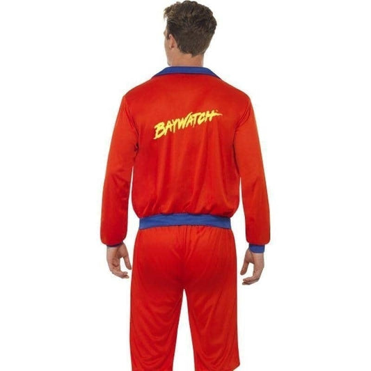 80s Baywatch Beach Mens Lifeguard Costume Adult Red Blue Jacket Shorts 2
