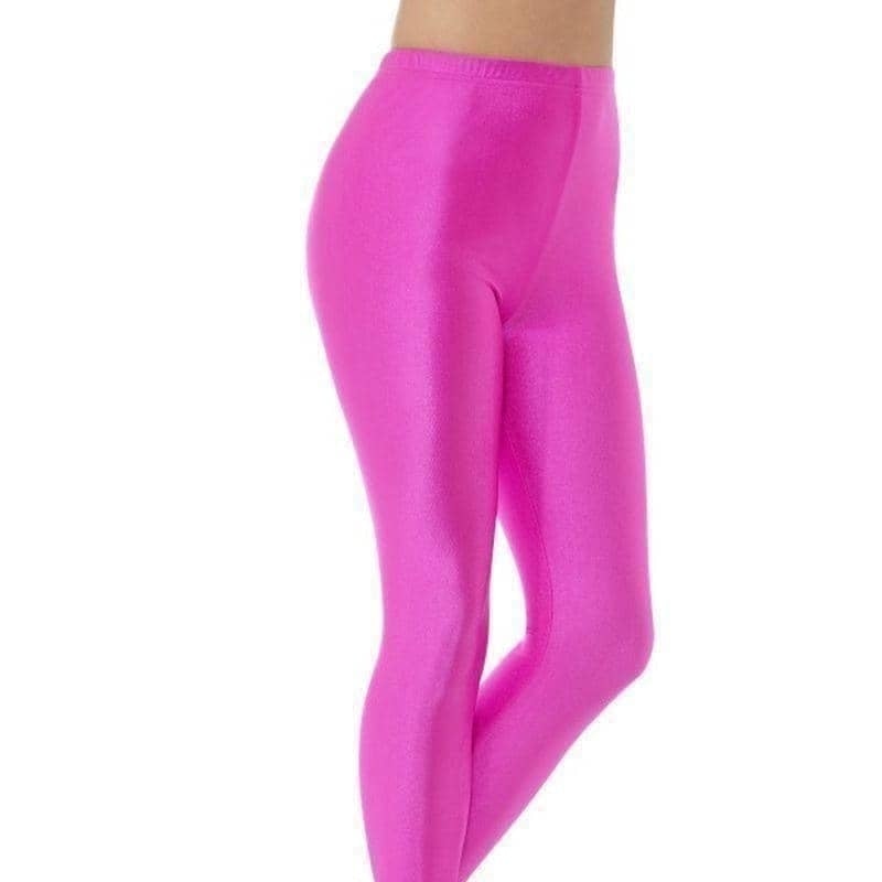 80s Disco Spandex Leggings Adult Neon Pink_1