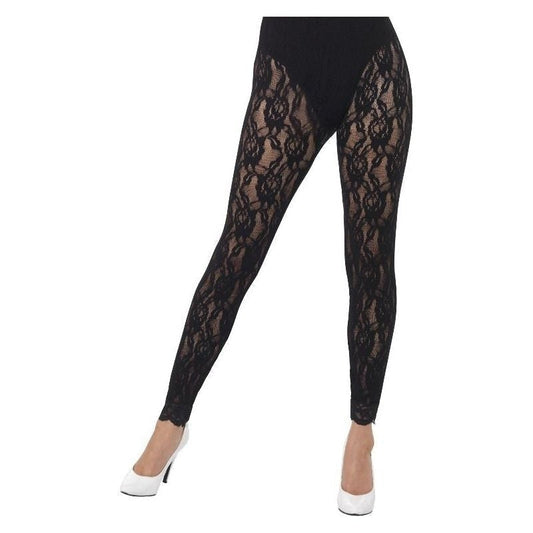 80s Lace Leggings Adult Black Footless Accessory 2