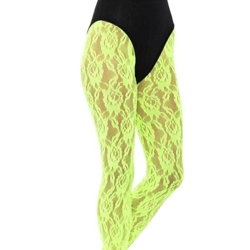 80s Lace Leggings Adult Neon Green 80s Lace Leggings Adult Neon Green