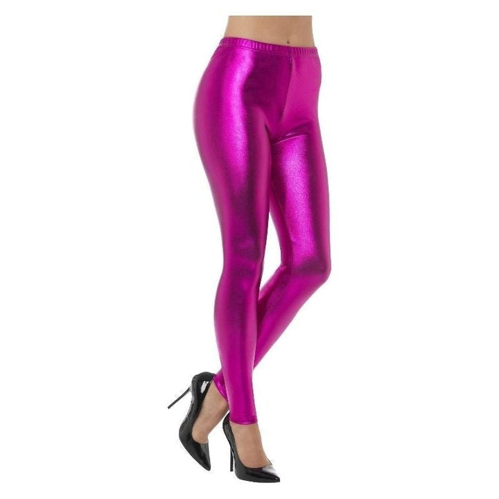 80s Metallic Disco Leggings Adult Pink_2