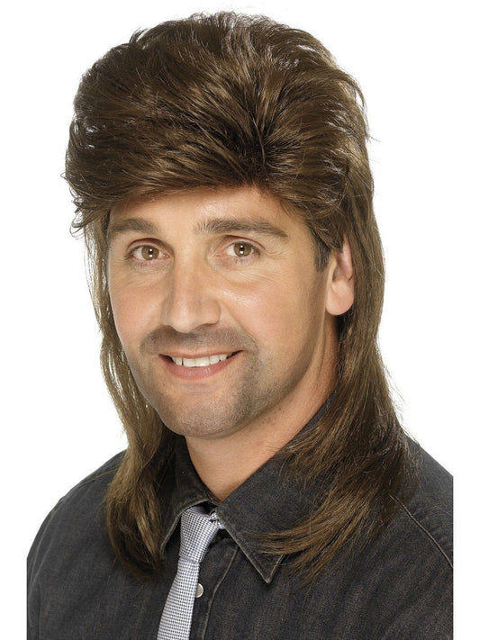 80s Mullet Wig Adult Brown 2