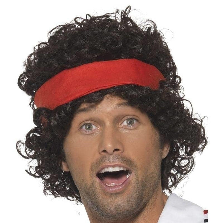 80s Tennis Player Wig Adult Brown_1