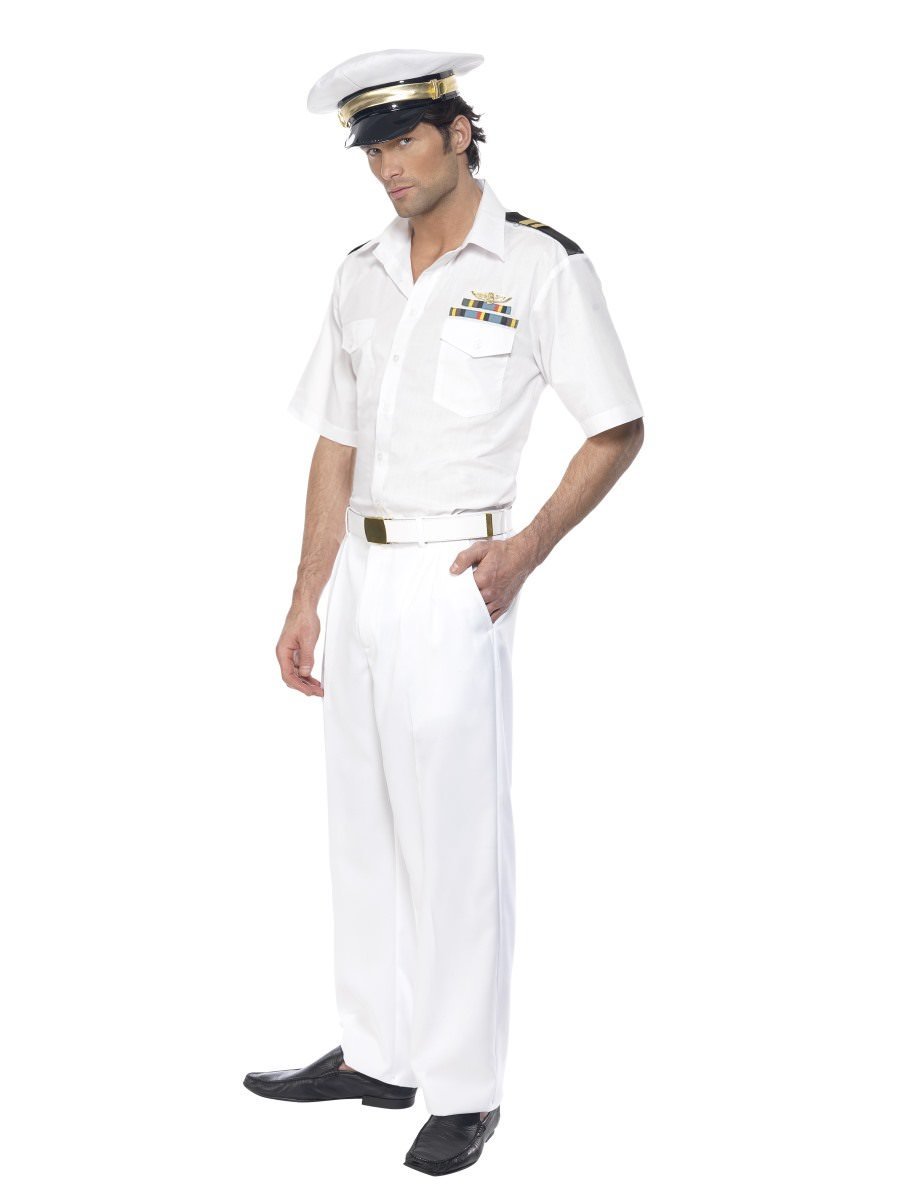 80s Top Gun Captain Costume Adult White_2