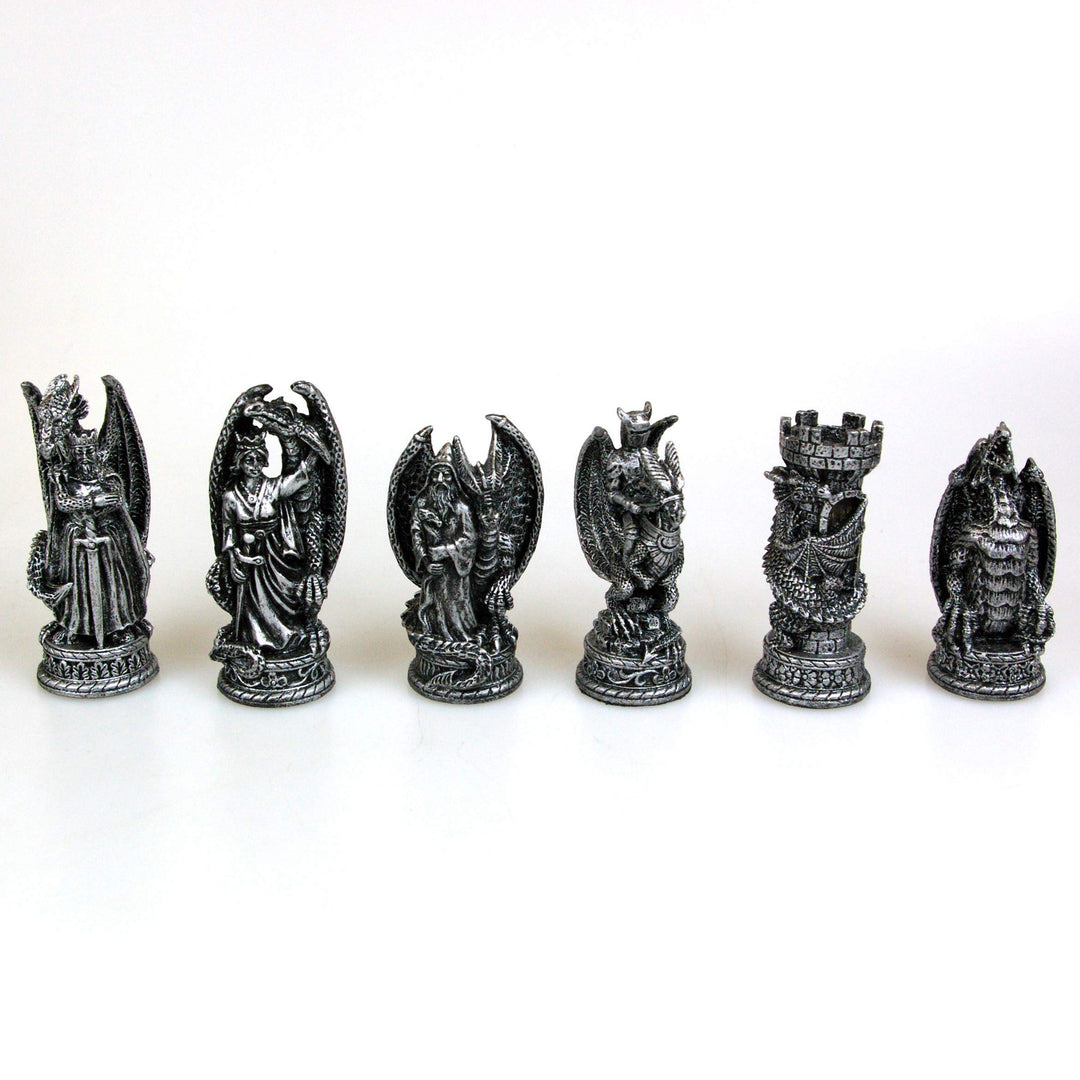 Raised Fantasy Kingdom Of The Dragon Chess Set With Corner Towers 43cm