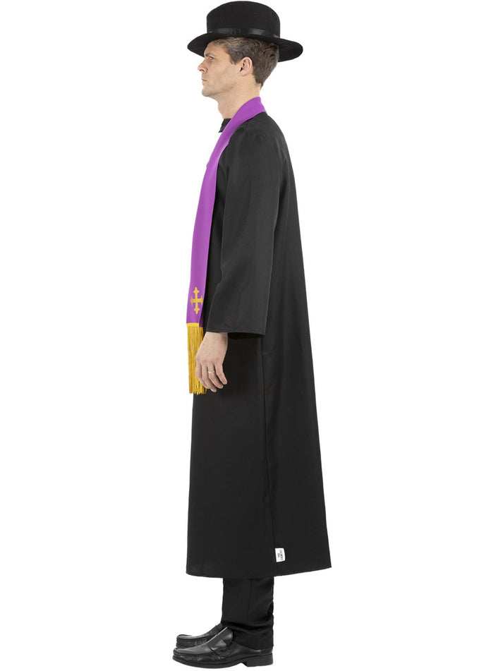 The Exorcist Father Merrin Priest Costume Robe with Inserted Collar Stole Cross Necklace and Hat