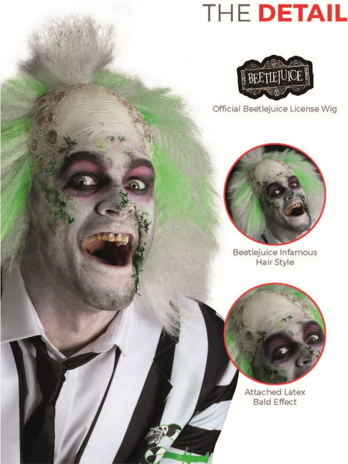 Beetlejuice Wig Mens Latex Bald Head Halloween Costume Accessory