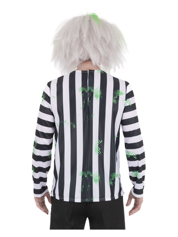 Beetlejuice Top with Printed Stripes Mock Shirt and Tie Adult
